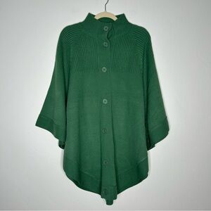 Argee Knit Poncho Button Front Sage Green One Size Fits Most